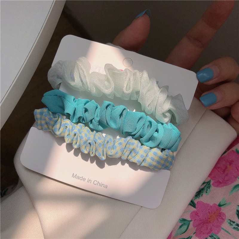 Set 3 Dây Cột Tóc Nữ Bằng Vải Nhiều Màu Họa Tiết Đơn Giản Thời Trang Phong Cách Hàn Quốc