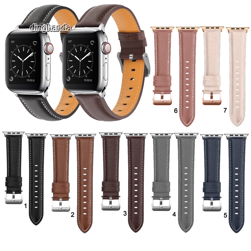 Dây đeo da thật cho Đồng Hồ Apple Watch dòng 7 6 Se 5 4 3 Iwatch 42mm 38mm 44mm 40mm 41mm 45mm