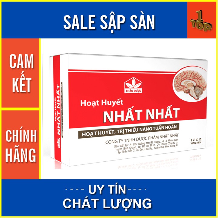 Hoạt huyết nhất nhất hỗ trợ cho người thiểu năng tuần hoàn máu, ngừa tai biến, đột quỵ, hộp 30 viên, top1pharmacy