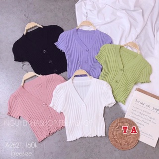 Áo len cổ tim dáng croptop hot hit