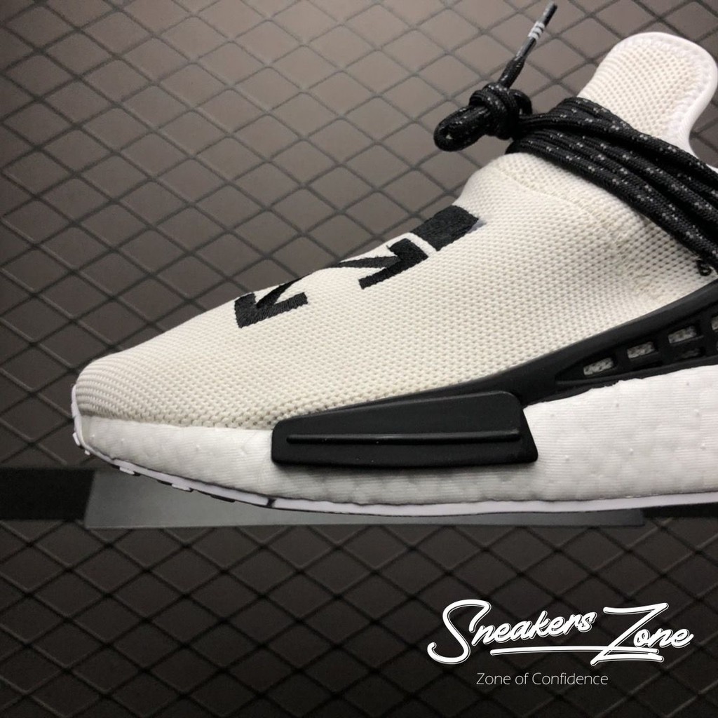 𝐓Ế𝐓 (FREE SHIP + HỘP + QUÀ) Giày thể thao NMD Human Racen OFF WHITE trắng chữ đen ^ g