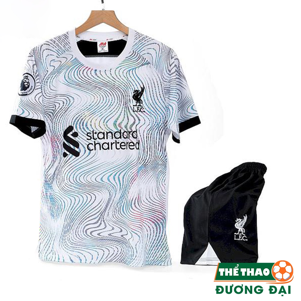 Quần Áo Bóng Đá, Đồ Đá Banh Liverpool Trắng 2022 2023 - Thun Lạnh Cao Cấp, Không Nhăn, Không Xù Lông