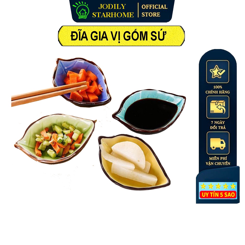 Đĩa Đựng Gia Vị Gốm Sứ Hình Chiếc Lá Men Hỏa Biến Jodily StarHome