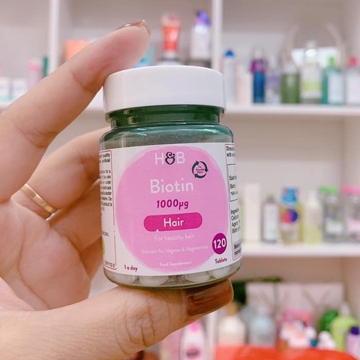 Viên Uống Chống Rụng Tóc, Kích Thích Mọc Tóc Biotin 1000MG HB Anh 120 Viên - H&B Holland & Barret UK