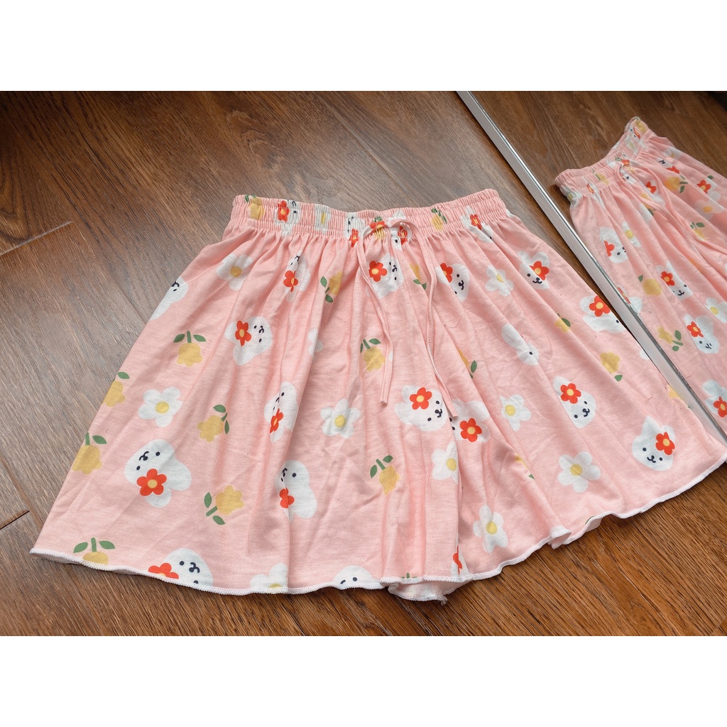 Quần Short Đùi Kitty Viền Bèo Mặc Nhà Nữ  Nana's House - FREESHIP  Shorts lửng suông thun ống rộng in hình dễ thương