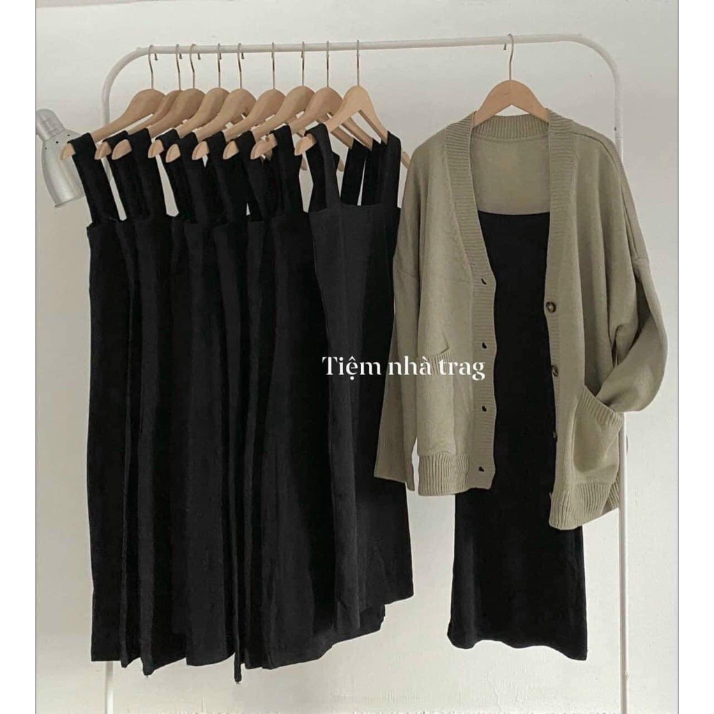 [Mẫu mới] Váy hai dây bản TO co giãn cổ vuông  Váy 2 dây basic hottrend