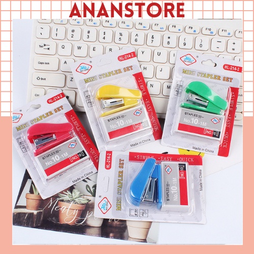 Dập Ghim Giấy Mini Ghim Bấm Mini Màu Sắc Dễ Thương ANANStore