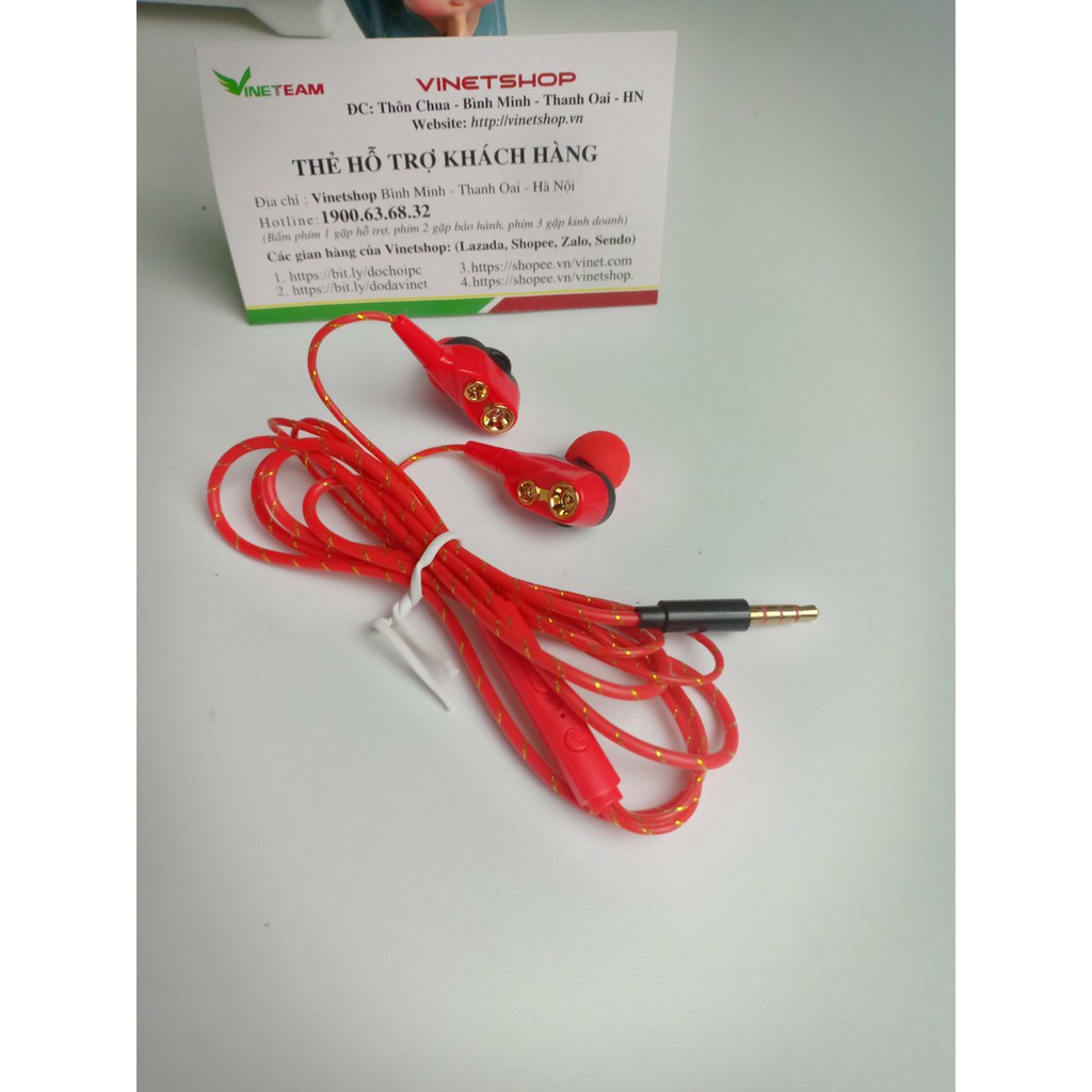 Tai nghe HiFi lõi kép 4 sợi cuốn loa mini  bass siêu trầm cho điện thoại jack cắm 3.5 -dc3530