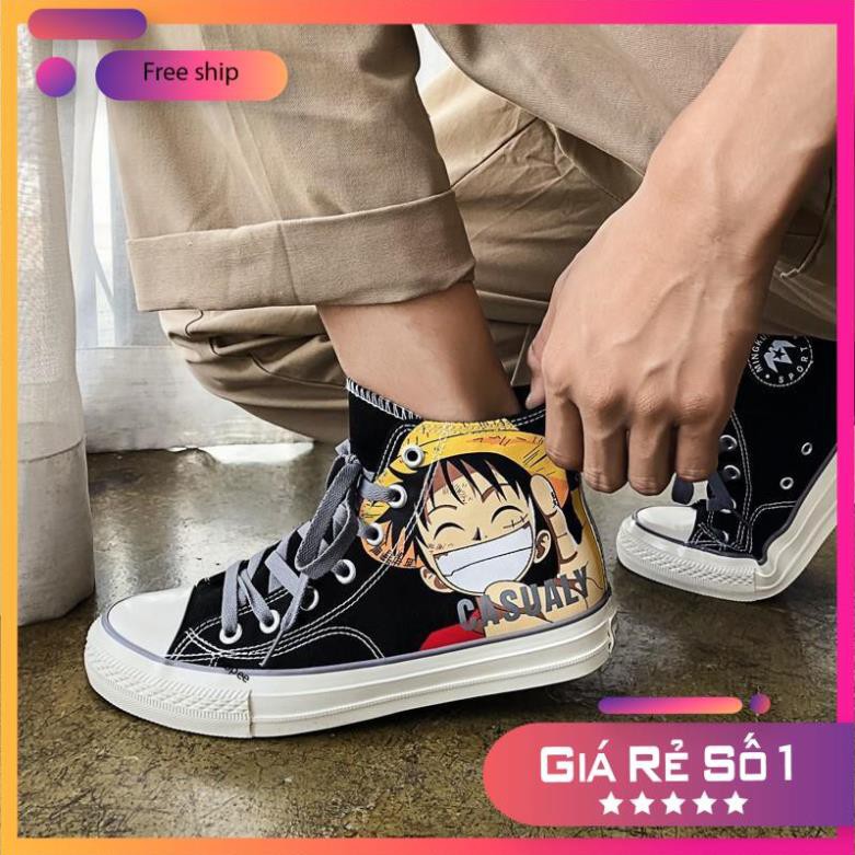 HGHG911 [Bb128] GIÀY VẢI SNEAKER CỔ CAO HÌNH LUFFY - GIÀY ĐÔI NAM NỮ THỜI TRANG G14