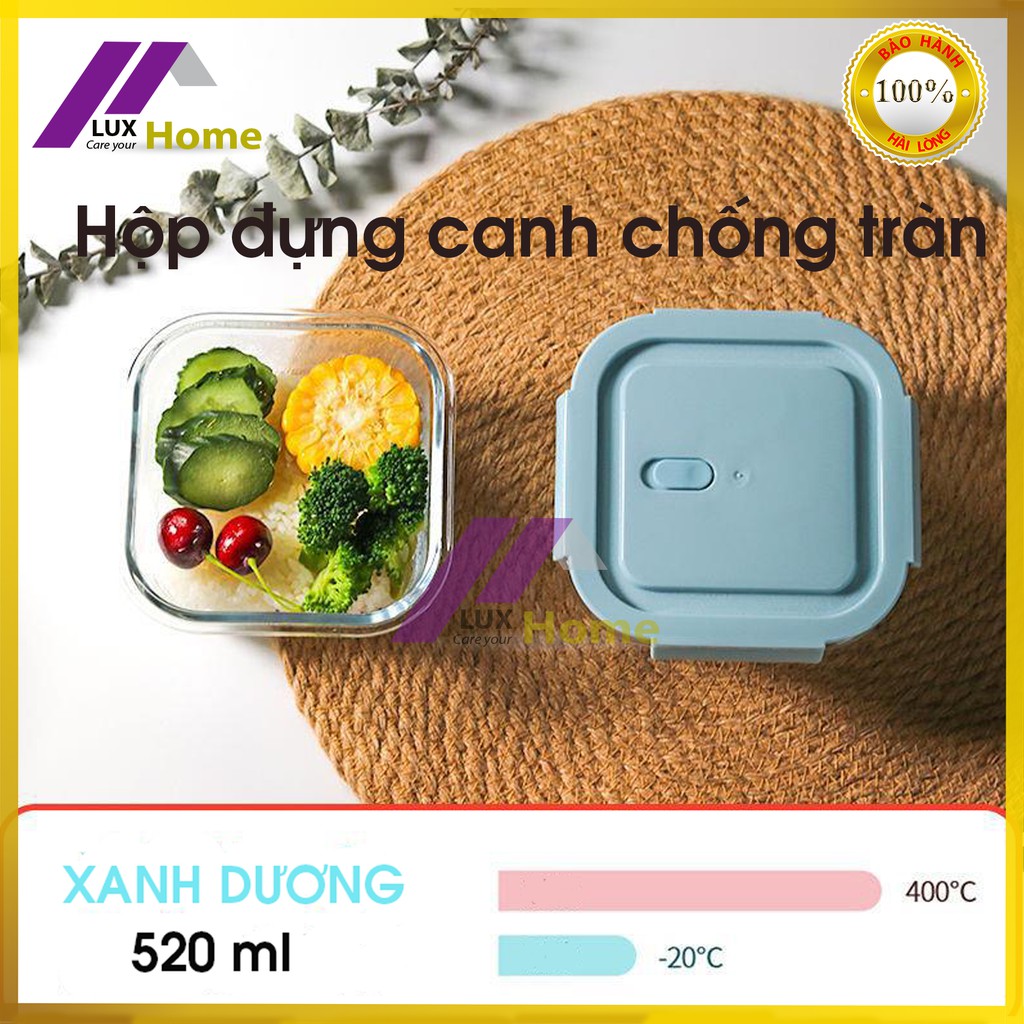 Bộ hộp cơm văn phòng bằng thủy tinh chia ngăn chống tràn dùng được trong lò vi sóng