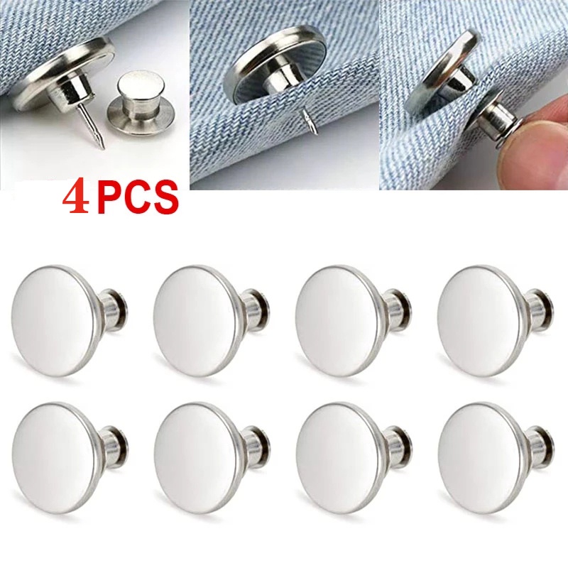 Bộ 4 Nút Kim Loại Có Thể Tháo Rời 17mm Thay Thế Cho Quần Jean Phong Cách Retro