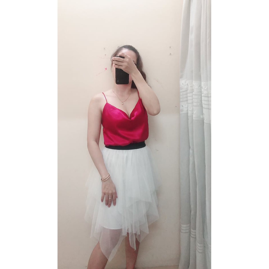 Áo voan cổ đổ - chất phi bóng dày, đẹp