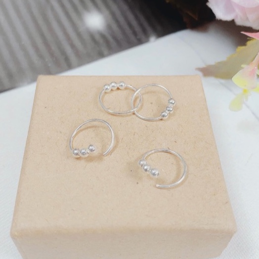 Khuyên tai bạc Tlee, bông tai mic 3 bi cố định cá tính - TleeJewelry