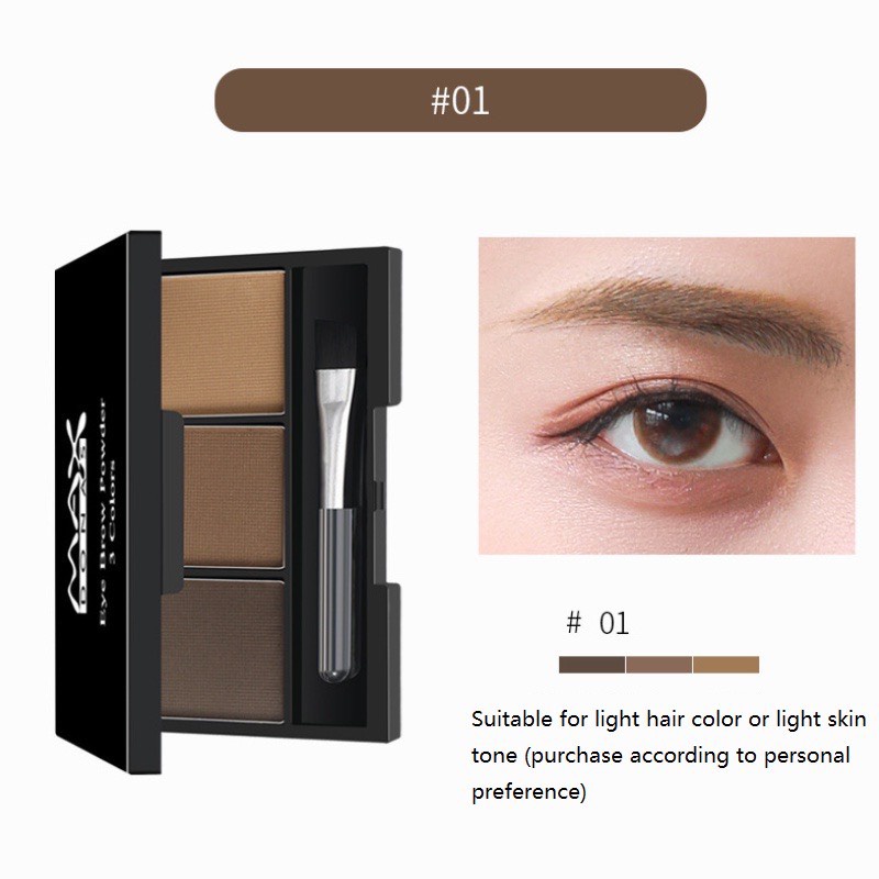 Bột Kẻ Mày 3 Ô MAXDONAS Kèm Cọ Và Gương Tiện Dụng Eyebrow Powder Kit - BellaDonna Lily 1
