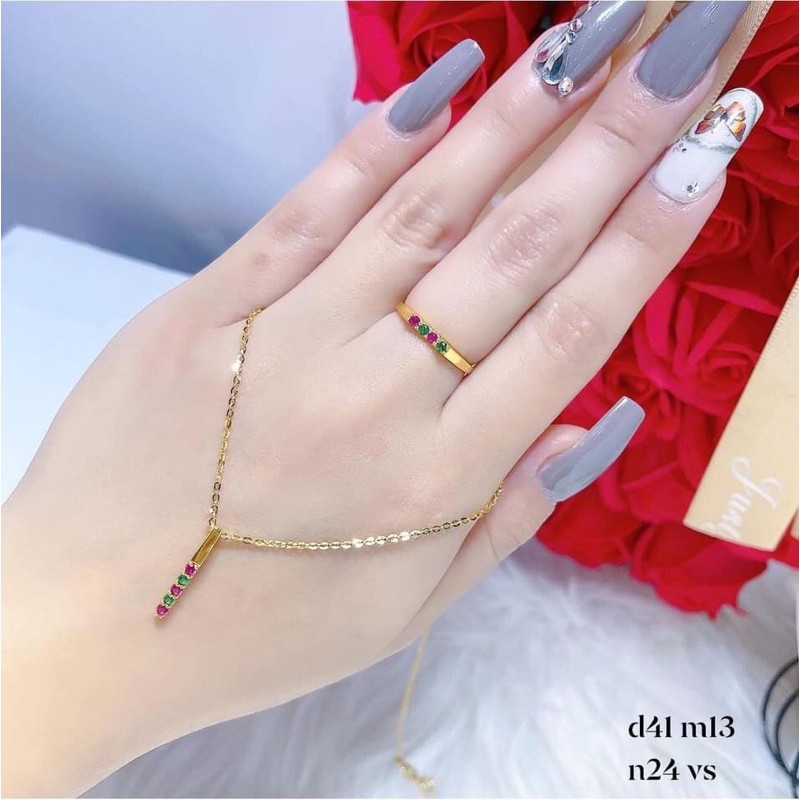 Nhẫn và mặt dây đính đá nhiều màu gold 10
