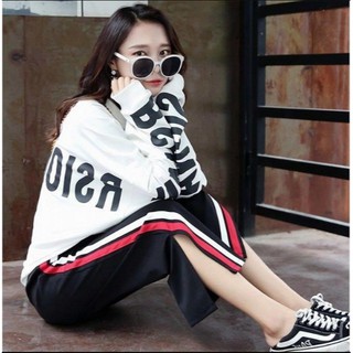 Quần Sọc Trắng Đỏ Xẻ Ống