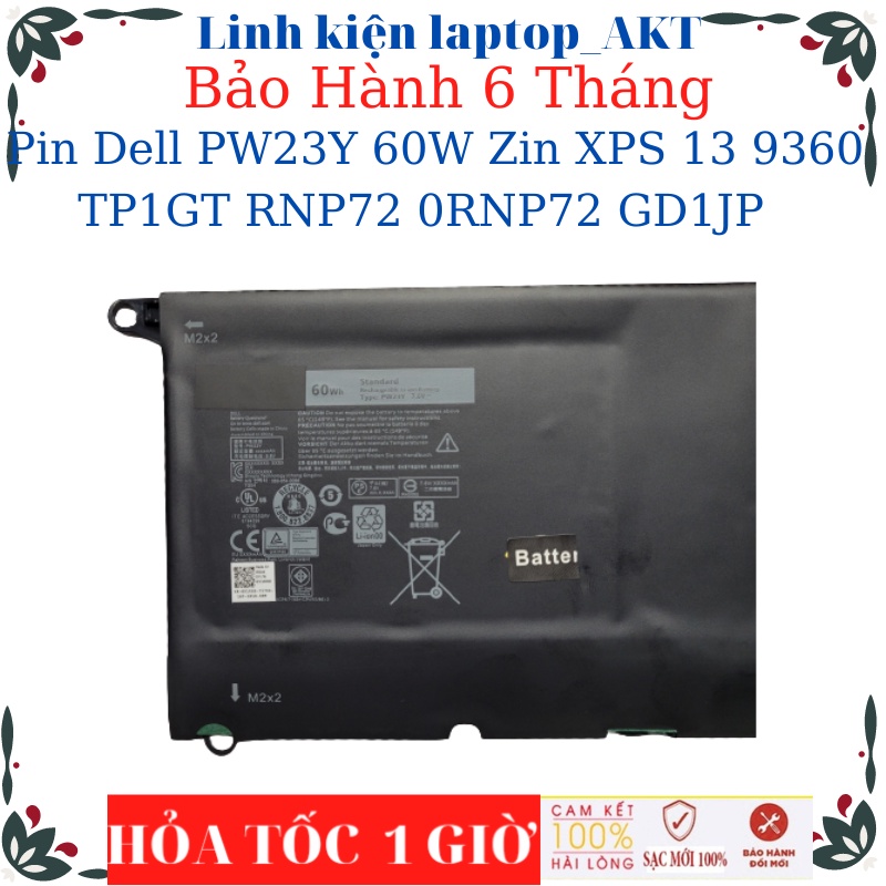 Pin Laptop Dell PW23Y 60W Zin Dell XPS 13 9360 TP1GT RNP72 0RNP72 GD1JP
