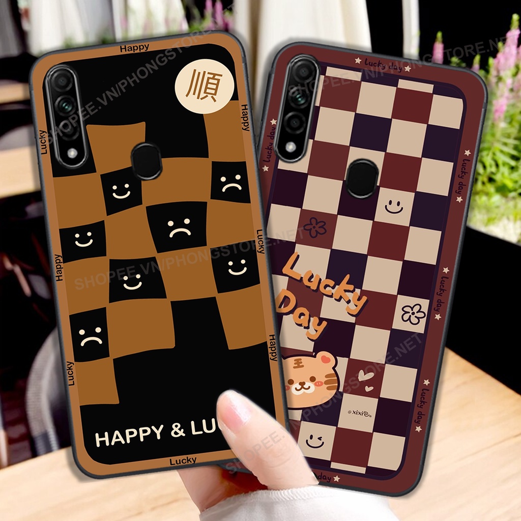 Ốp lưng Oppo A31 2020 / A8 in họa tiết caro, mẫu gấu cực đáng yêu / ốp gấu cute giá rẻ siêu bền