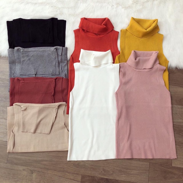 Áo len cổ lọ ko tay