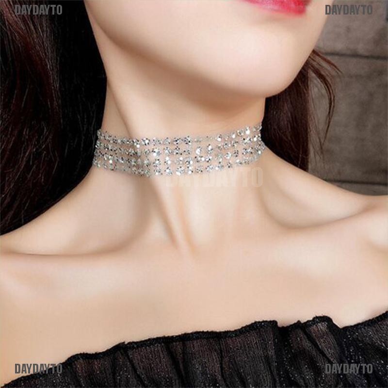 Vòng cổ choker đính kim sa thời trang gợi cảm cho nữ