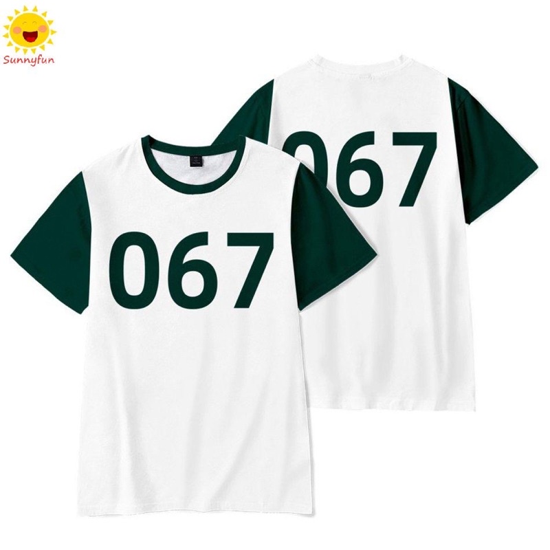 Thun cotton xanh squid game may đồ bé trai, bé gái và người lớn [NOON Fashion]