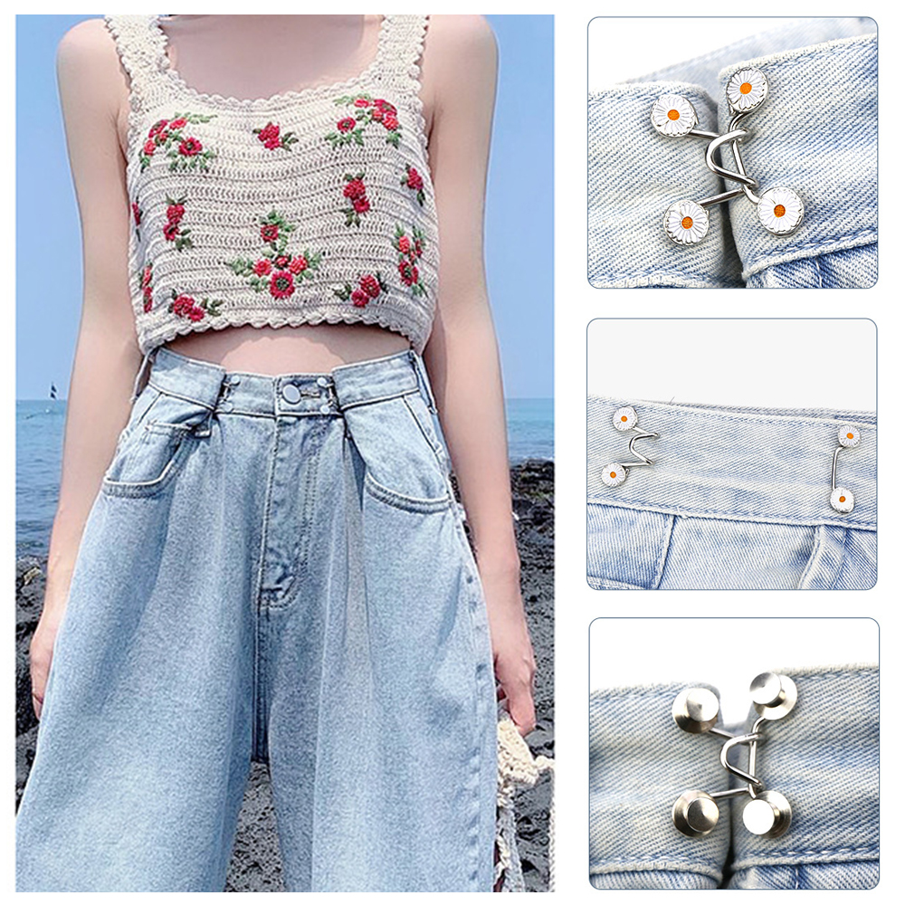 Nút cài điều chỉnh kích thước lưng quần mặt hình hoa cúc dễ thương
