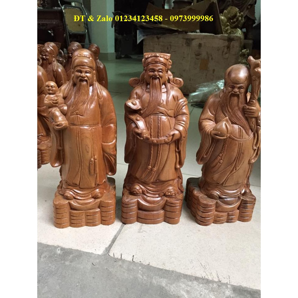 Tượng Tam Đa - Phúc Lộc Thọ Gỗ Bách Xanh mùi thơm dịu