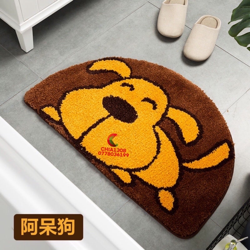 THẢM CHÙI CHÂN HÌNH BÁN NGUYỆT SỢI BÔNG 3D HOẠT HÌNH CAO CẤP