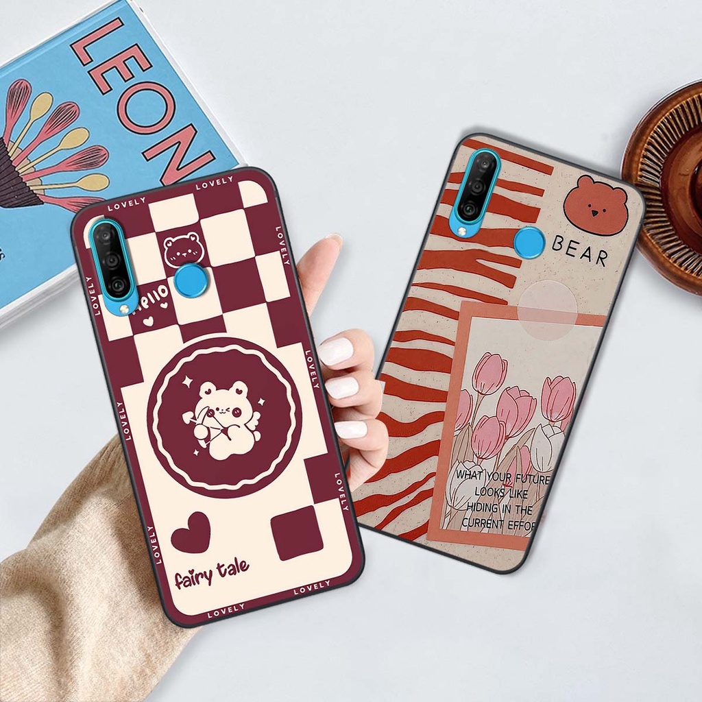Ốp Huawei Nova 4e / P30 Lite gấu Bear rick caro vuông thời trang siêu đẹp