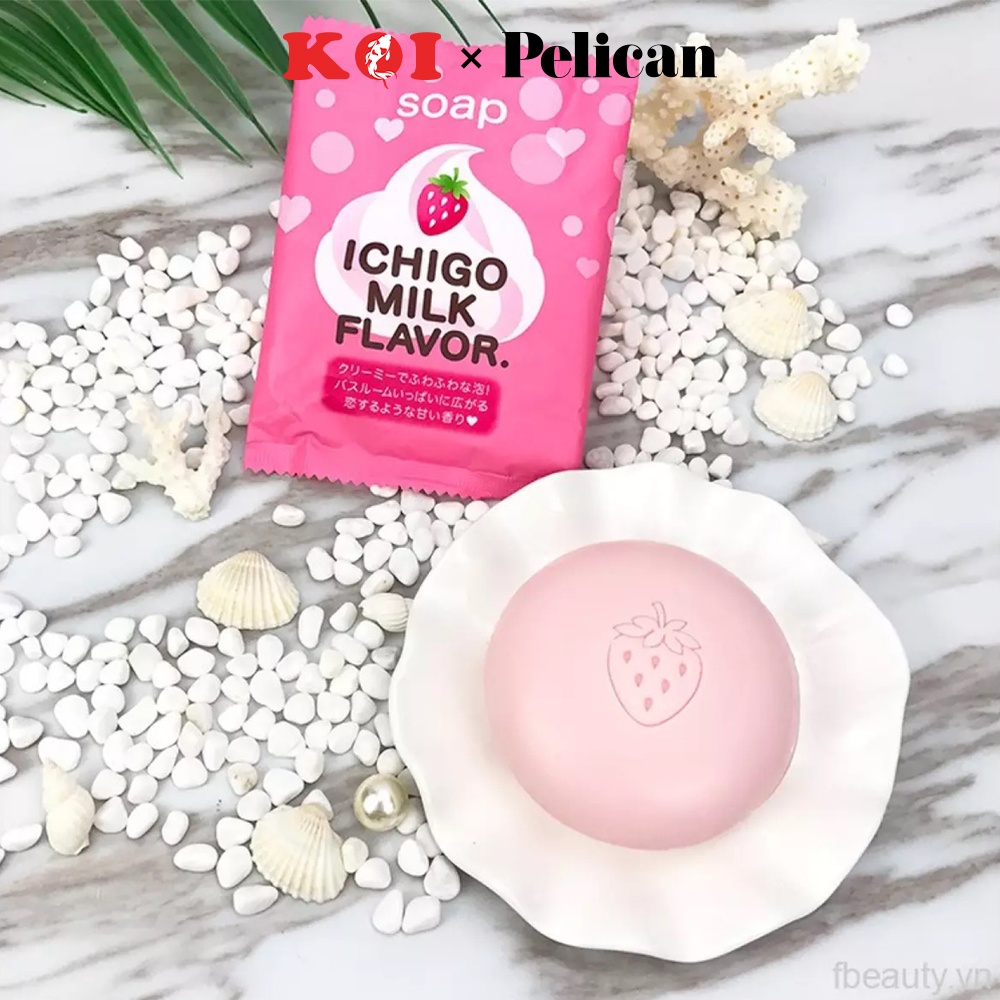 Xà phòng tắm chiết xuất từ sữa và dâu tây Pelican Ichigo Milk Flavor 80g