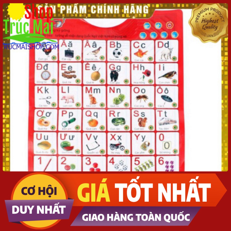 bảng chữ cái Bảng chữ cái và chữ số tiếng Việt điện tử nói treo tường cho bé