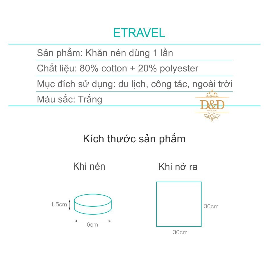 Khăn nén du lịch dùng một lần ETRAVEL - 30x30cm