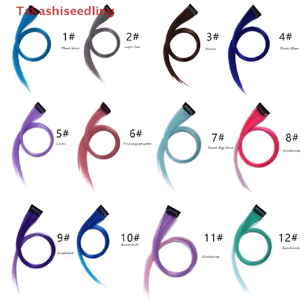 (Takashiseling) Tóc Giả Tai Thỏ Dài Vô Hình Màu Sắc Gradient Kèm Kẹp Tóc Giả