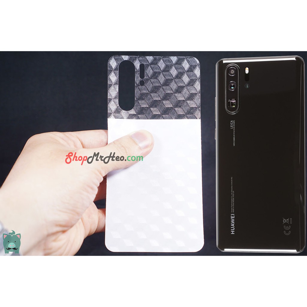 Skin Dán Mặt Sau Lưng Vân 3D Huawei P30 - P30 Lite - P30 Pro - Carbon, Hình hộp, Nhám, Vân Da
