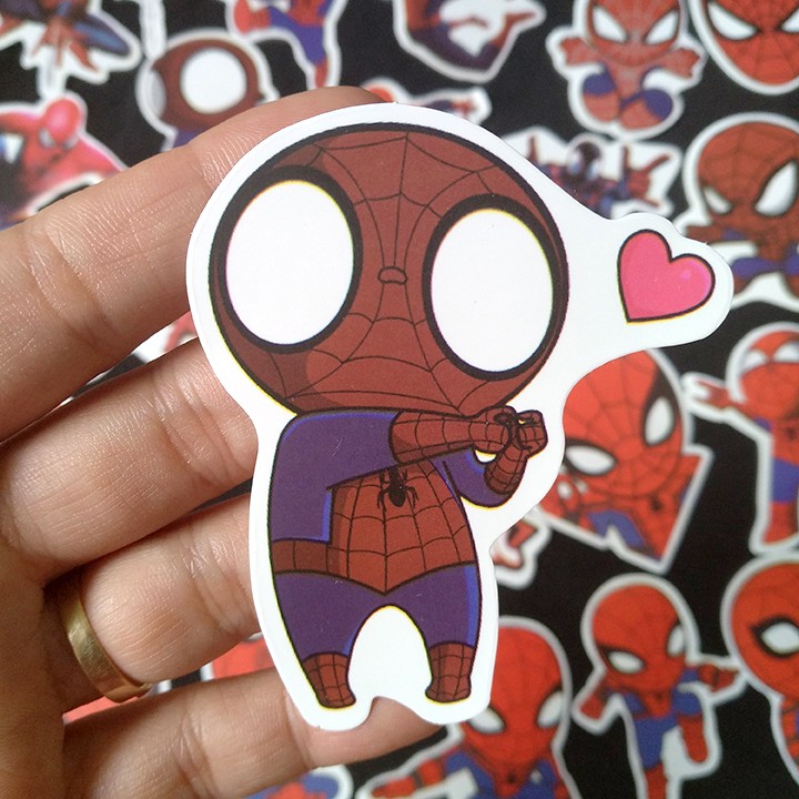 Miếng dán Sticker nhân vật Spider man (người nhện) trọn bộ 35 hình - In rõ ràng sắc nét khó tróc