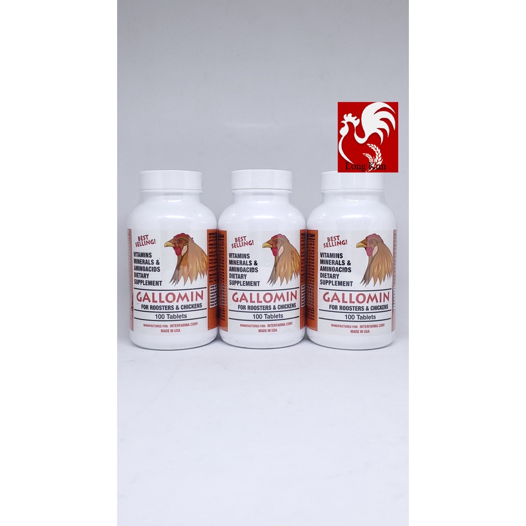 Gallomin hũ 100 viên Bổ sung sức mạnh cho Chiến kê trong giai đoạn đá, gà tơ trong giai đoạn trưởng thành và gà đổ mái
