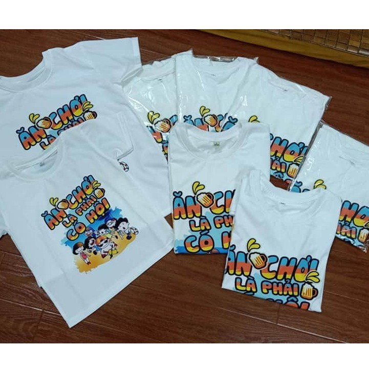 áo thun nhóm áo lớp in áo theo yêu cầu (ăn chơi phải có hội )đủ size cotton co giản thoải mái
