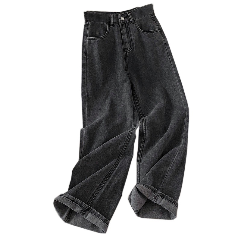 Quần jean SUXI dài lưng cao ống rộng màu trơn thời trang xuân thu dành cho nữ