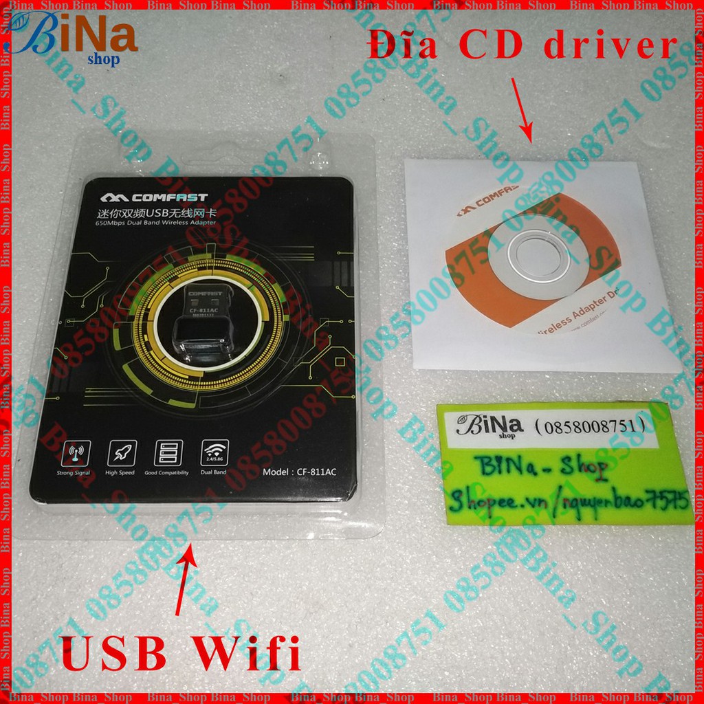 USB Thu WiFi Comfast CF-811AC có hỗ trợ 5Ghz