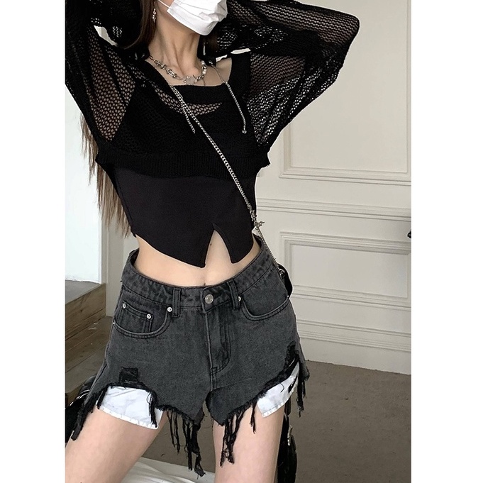 QADCOL Áo Hai Dây Ngắn Dáng Rộng Thời Trang Mùa Hè Hàng Mới Dành Cho Bạn Gái