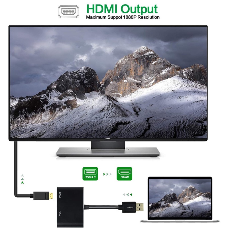 Bộ Chuyển Đổi USB Sang HDMI VGA 1080P USB 3.0 Sang HDMI VGA Cho TV Máy Tính