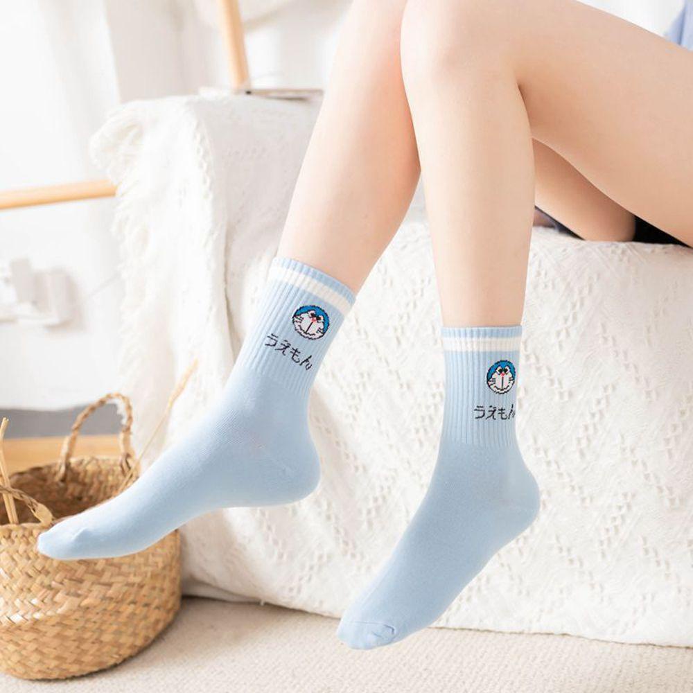 SOMEDAYZL Tất Nữ Cổ Cao In Hình Mèo Hoạt Hình Dễ Thương