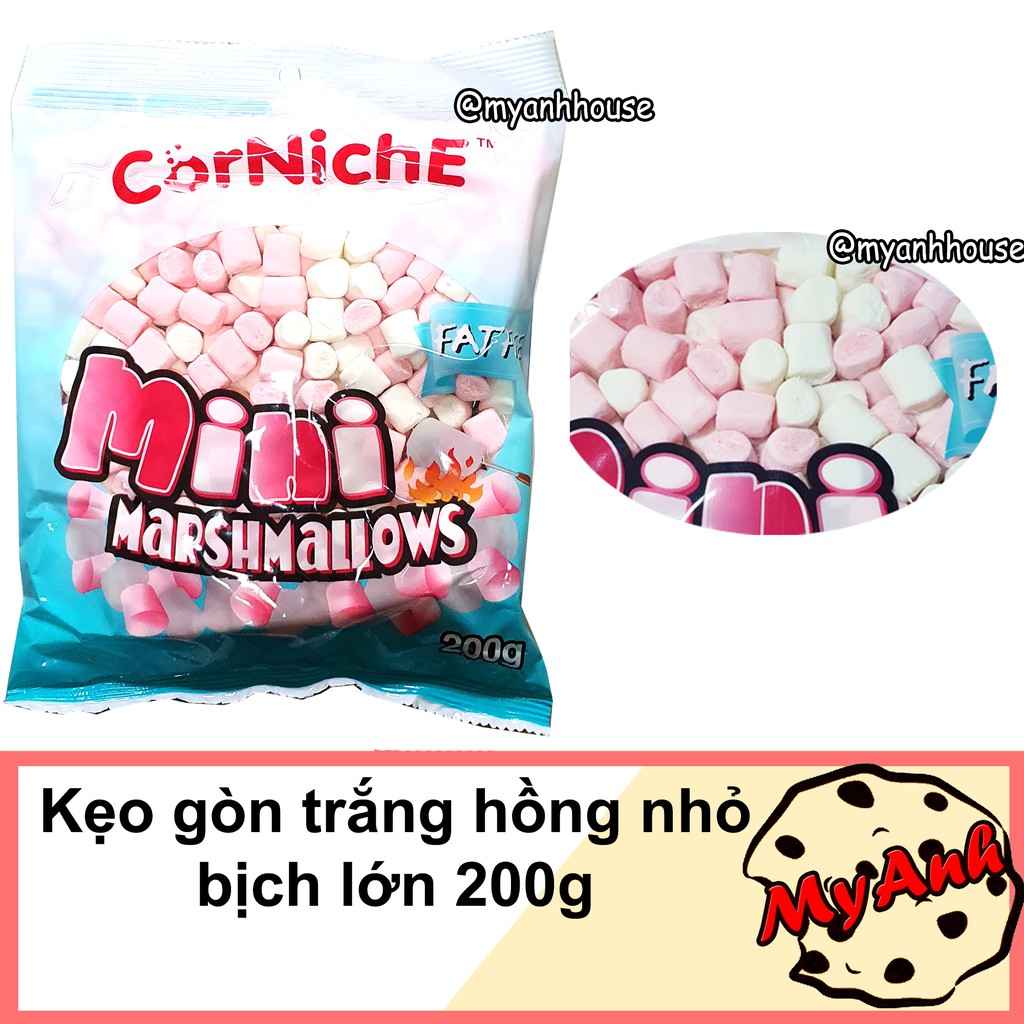 (BÁN SỈ THÙNG 12 GÓI LỚN) KẸO BÔNG GÒN MARSHMALLOW CORNICHE 200G DATE T6-T8/2021