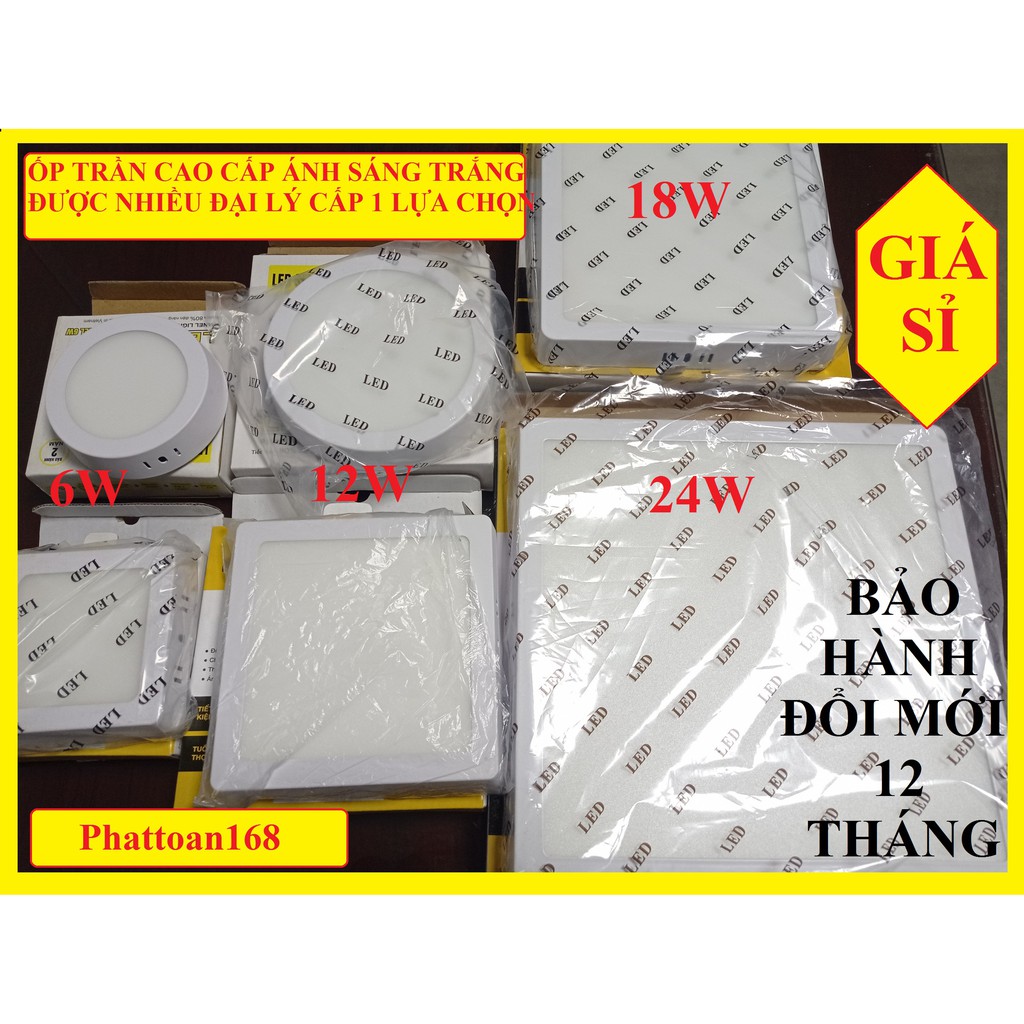 XÃ KHO XÃ KHO Đèn led ốp trần 6w 12w 18w 24w giá rẻ chất lượng, đầy đủ phụ kiện chấn lưu, cầu, vít, nở.
