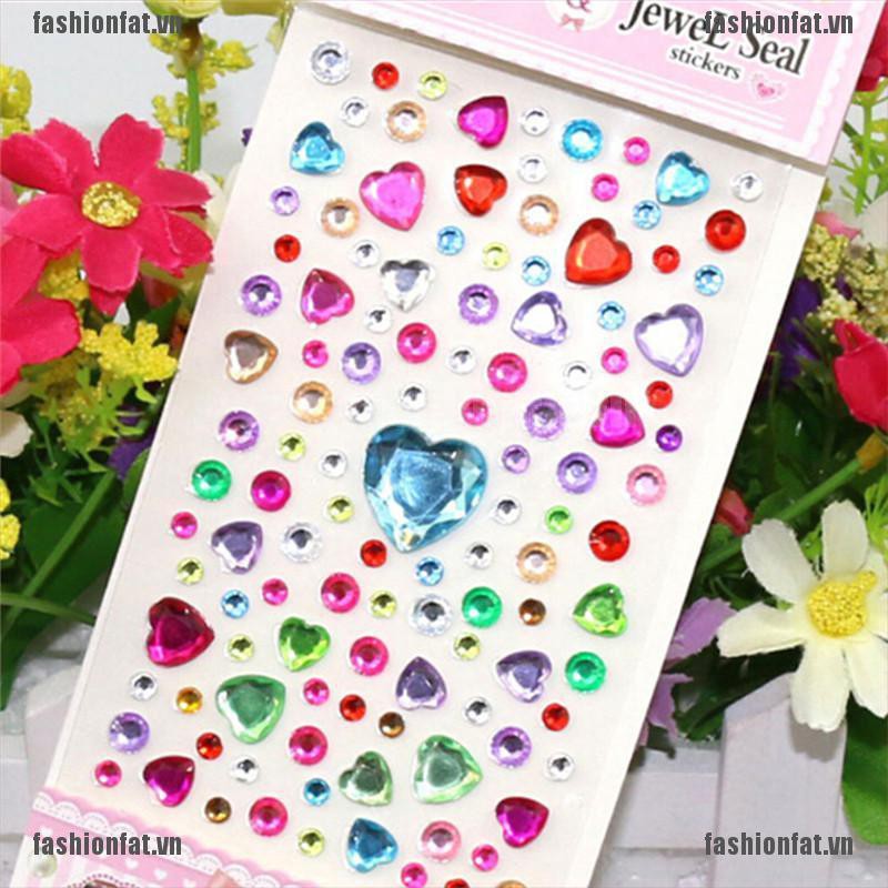 [Iron] 1Sheet Heart Rhinestones Phone Car Art Craft Diy Scrapbooking Stickers Kids Toys Gift [VN]