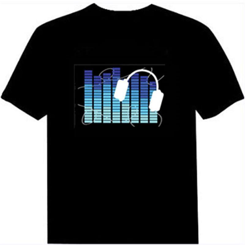 Áo thun nam có đèn Led kích hoạt âm thanh phát sáng lên xuống cho tiệc EL Disco DJ