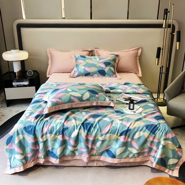 Bộ Chăn Ga Gối Lụa Thái 4 Món HIN BEDDING Chất Liệu Lụa Tencel Trơn Hoạ Tiết Cao Cấp Mềm Mịn Đủ Kích Thước