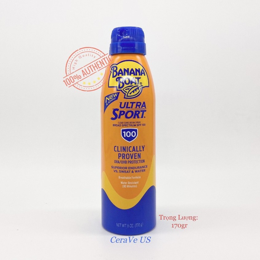 [Hàng Mỹ] Xịt Chống Nắng Thể Thao Banana Boat Ultra Sport Spf100