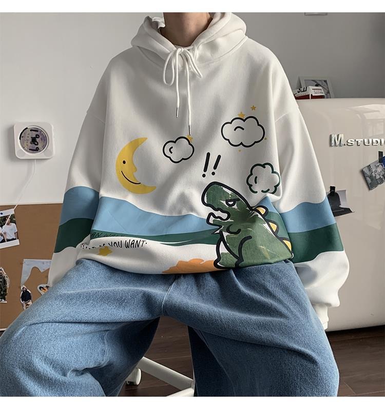 Áo Hoodie Dáng Rộng In Họa Tiết Hoạt Hình Phong Cách Hip Hop Dành Cho Cặp Đôi | BigBuy360 - bigbuy360.vn