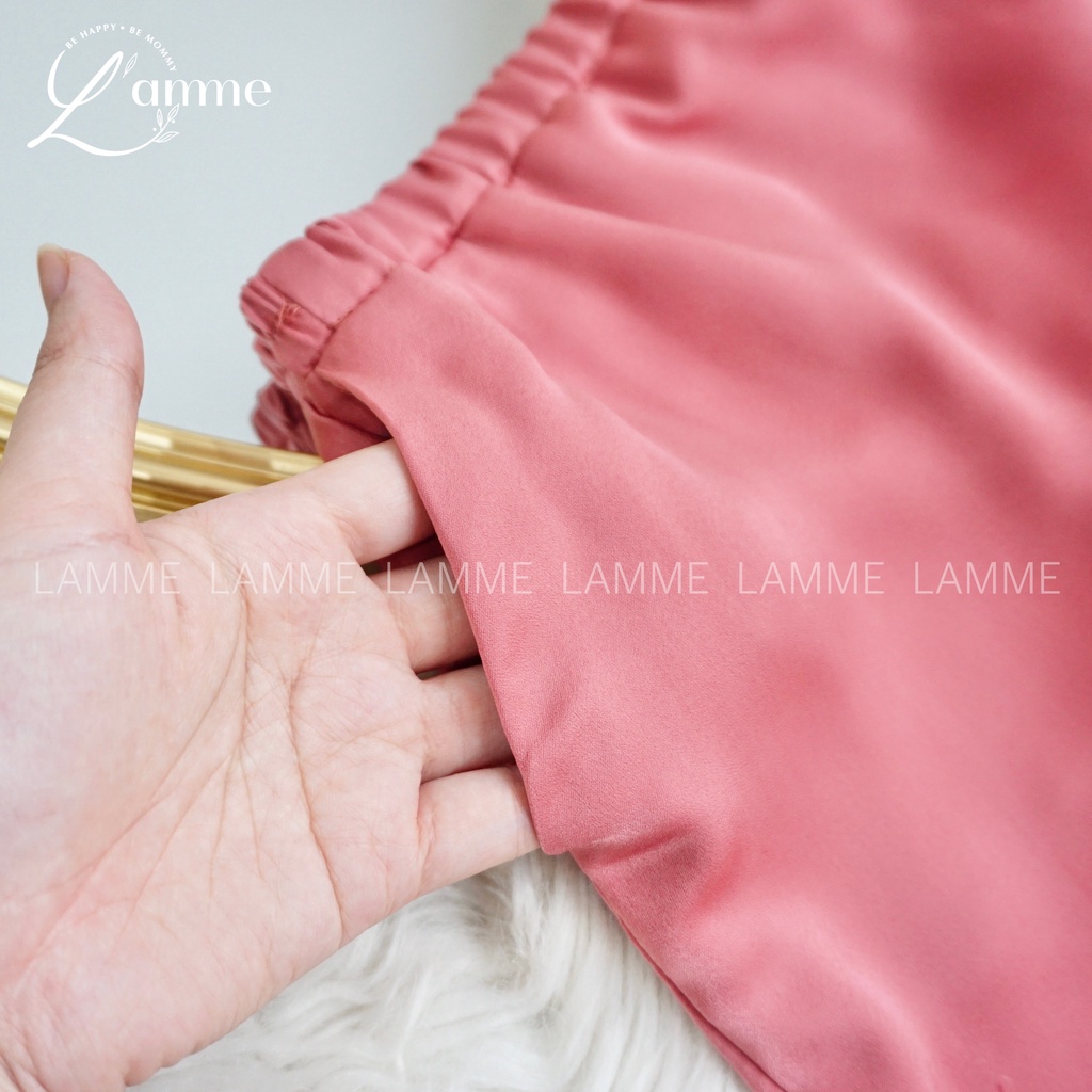 Quần ngủ chất lụa cao cấp, mặc nhà cho mẹ bầu có dây chun điều chỉnh, thiết kế bởi LAMME